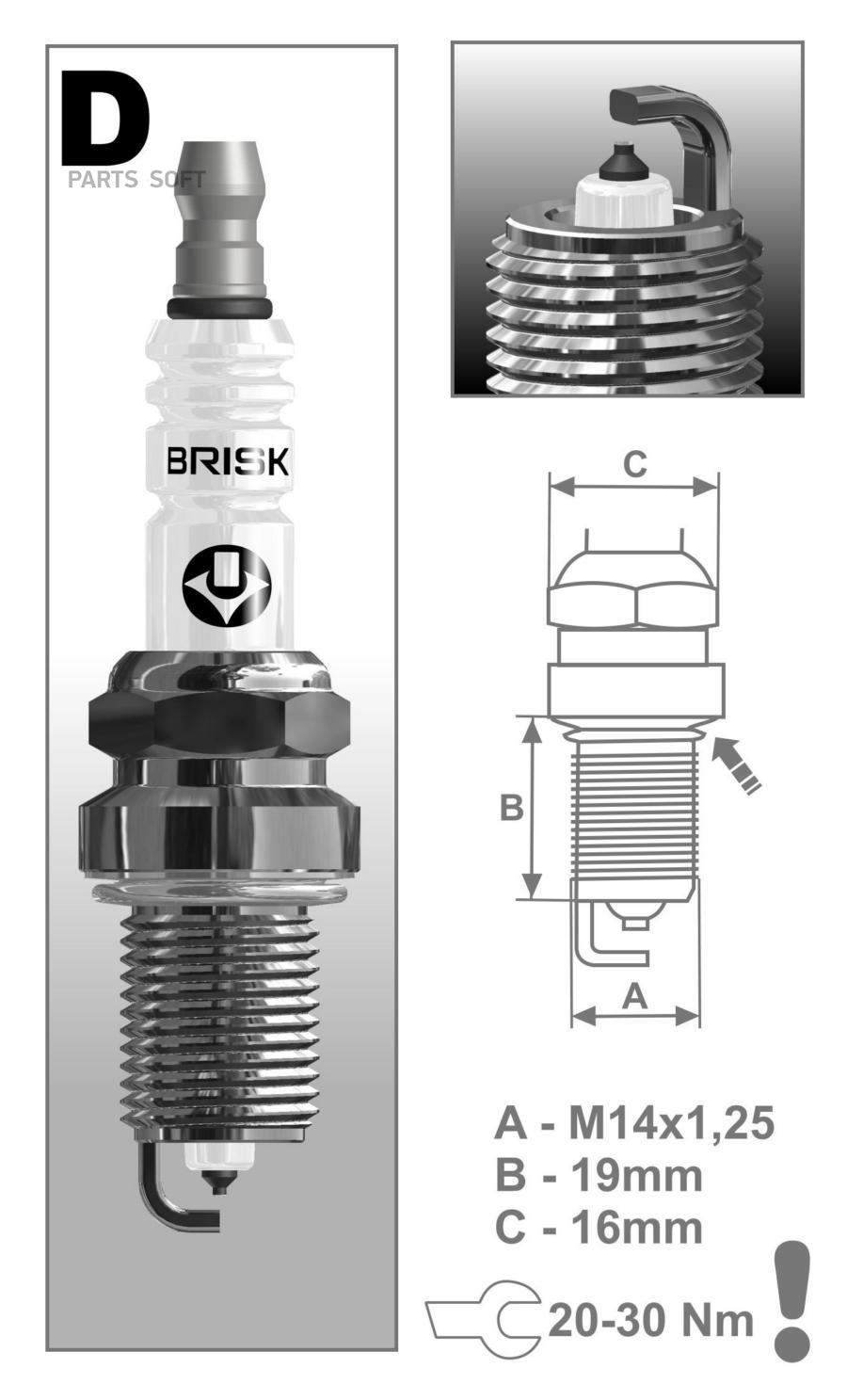 

Свеча зажигания BRISK Platin DR14YP