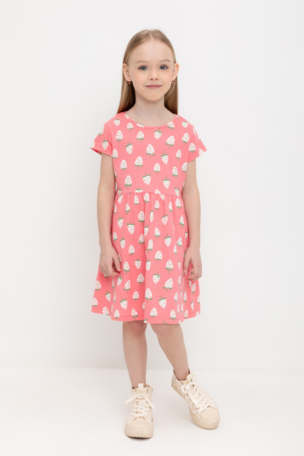 

Платье детское CROCKID М 2508, лубнично-розовый, клубника, 116, М 2508