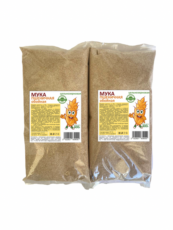 

Мука пшеничная FARM FOOD цельнозерновая, обойная, 2шт*400 гр