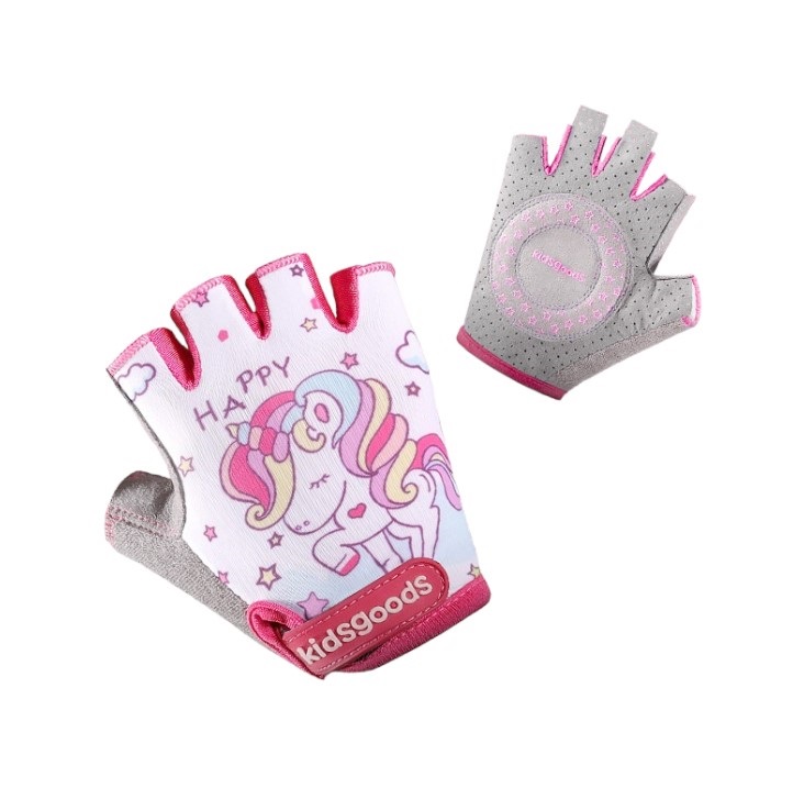 Детские велосипедные перчатки Kidsdoogs XG38. короткие пальцы. Белый/Розовый р. S