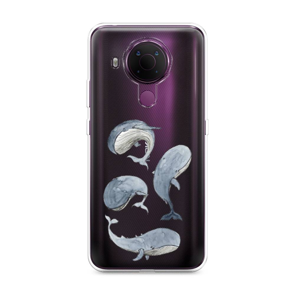 

Чехол Awog на Nokia 5.4 / Нокиа 5.4 "Киты", Белый;прозрачный;голубой, 123650-1