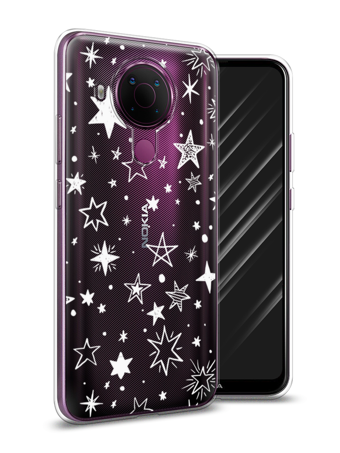 

Чехол Awog на Nokia 5.4 / Нокиа 5.4 "Звездочки графика белая", Прозрачный;белый, 123650-7