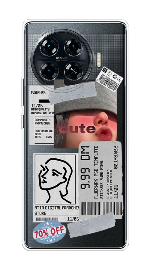 

Чехол на Tecno Spark 20 Pro Plus "Cute girl collage", Розовый;серый;голубой, 305050-1