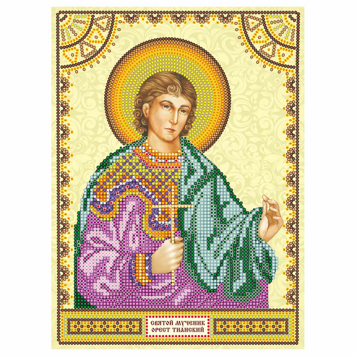 фото Ack-132 схема для вышивки иконы бисером на холсте 'святой орест' 17*23см абрис арт
