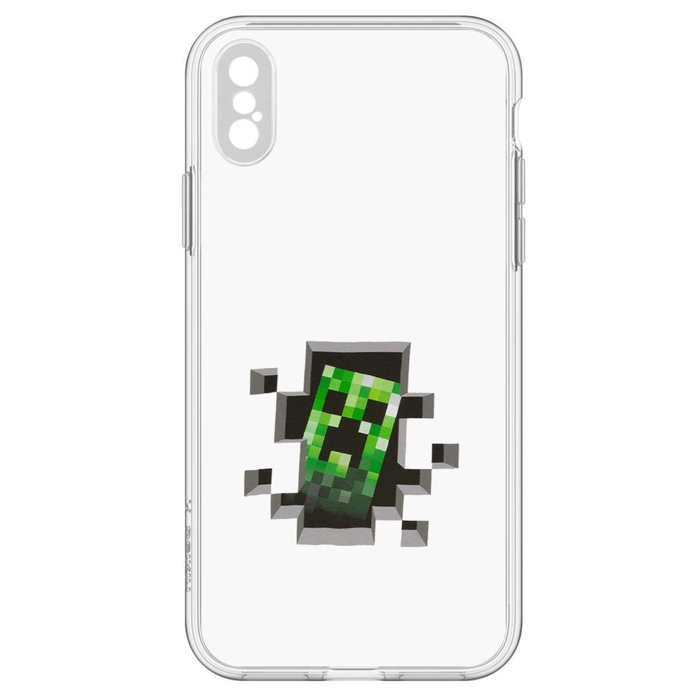 

Чехол-накладка Krutoff Clear Case Minecraft-Крипер для iPhone X, Прозрачный
