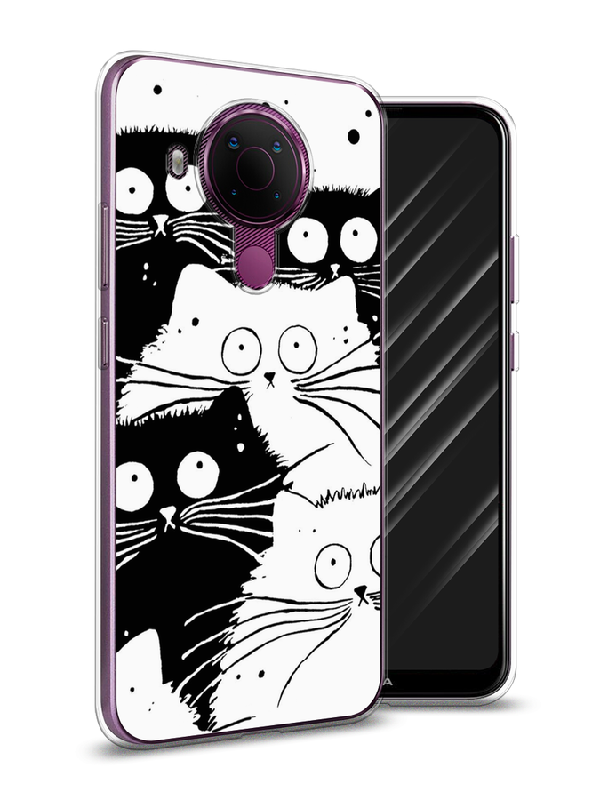 

Чехол Awog на Nokia 5.4 / Нокиа 5.4 "Коты черно-белые", Черный;белый, 123650-2