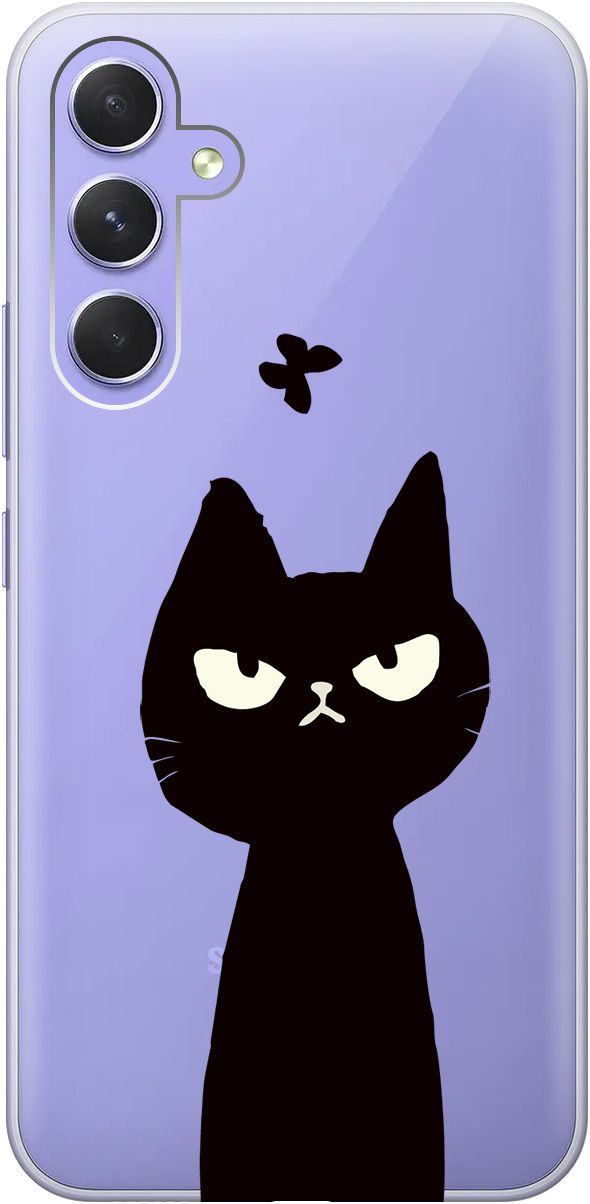 

Чехол на Samsung Galaxy A54 5G с 3D принтом "Disgruntled Cat" прозрачный, Прозрачный;черный, 158766
