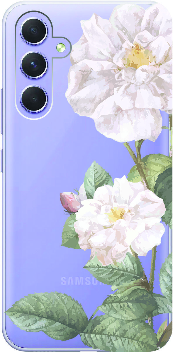 

Чехол на Samsung Galaxy A54 5G с 3D принтом "White Rose" прозрачный, Прозрачный;черный, 158766