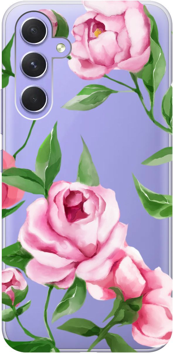 

Чехол на Samsung Galaxy A54 5G с 3D принтом "Amazing Peonies" прозрачный, Прозрачный;розовый, 158766