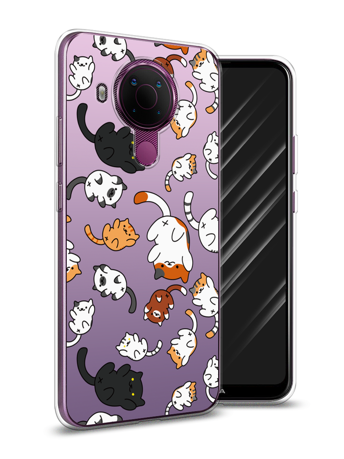 

Чехол Awog на Nokia 5.4 / Нокиа 5.4 "Котопад", Фиолетовый;белый, 123650-7