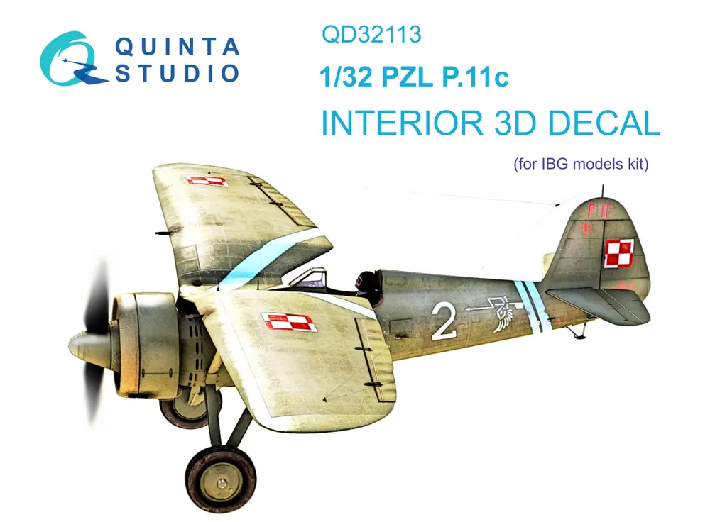 

3D Декаль интерьера Quinta Studio 1/32 кабины PZL P 11c (IBG model)QD32113, Цветной
