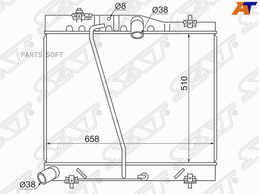 SAT Радиатор TOYOTA HIACE/REGIUS ACE 1TR-FE/2TR-FE 04-