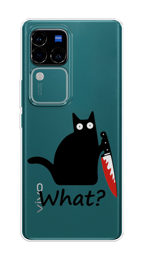 

Чехол на Vivo V30 Pro/S18 Pro "Котик с ножом", Черный;красный, 269950-1