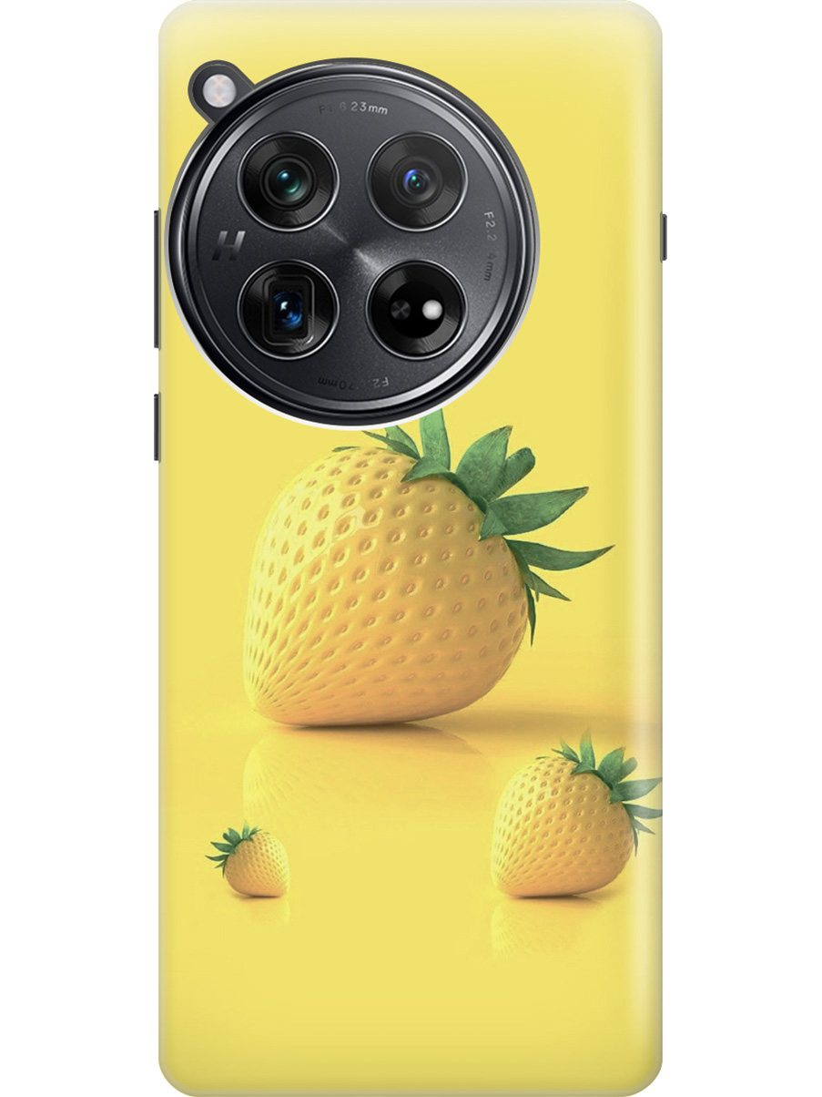 

Силиконовый чехол на OnePlus 12 с рисунком "Желтая клубника", Черный, 20012114