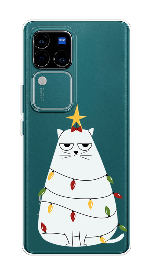 

Чехол на Vivo V30 Pro/S18 Pro "Котик в гирлянде", Белый;красный;желтый, 269950-1