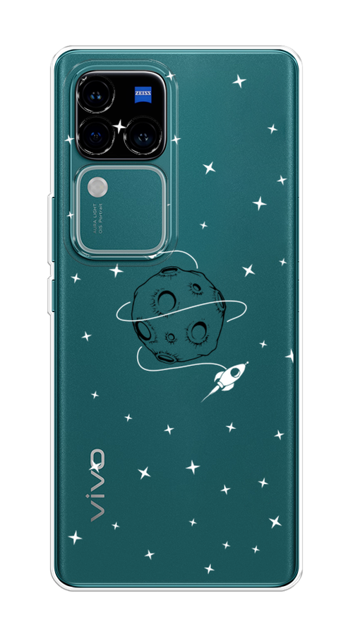 

Чехол на Vivo V30 Pro/S18 Pro "Полет вокруг луны", Белый;серый;черный, 269950-1