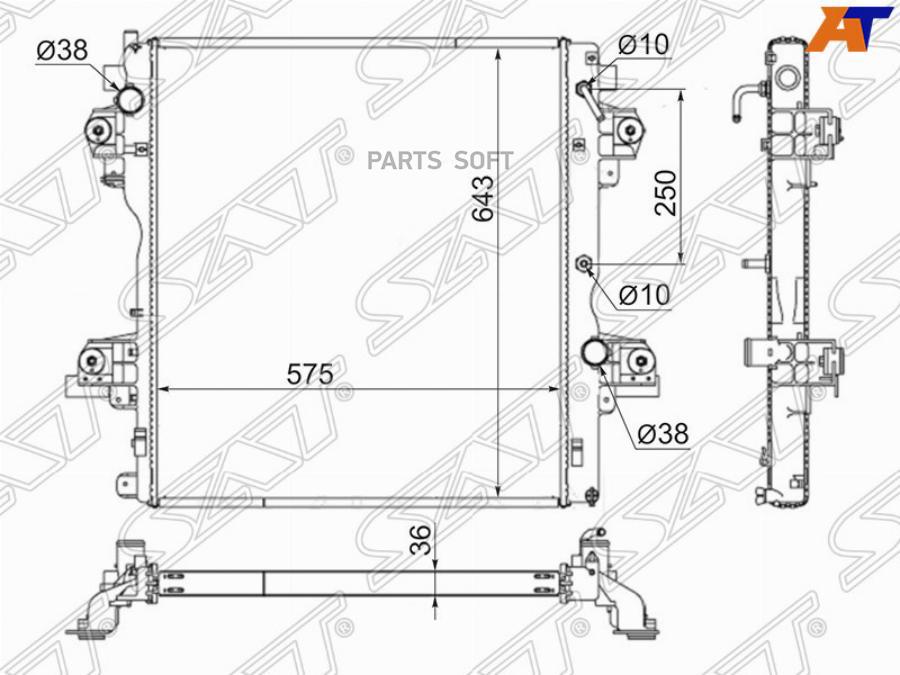 

SAT Радиатор TOYOTA LAND CRUISER PRADO 150 1KD/1GD 09-