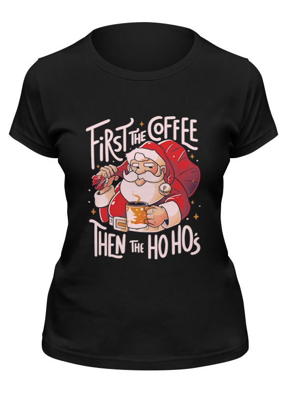 

Футболка женская Printio Coffee and ho ho's черная S, Черный, Coffee and ho ho's