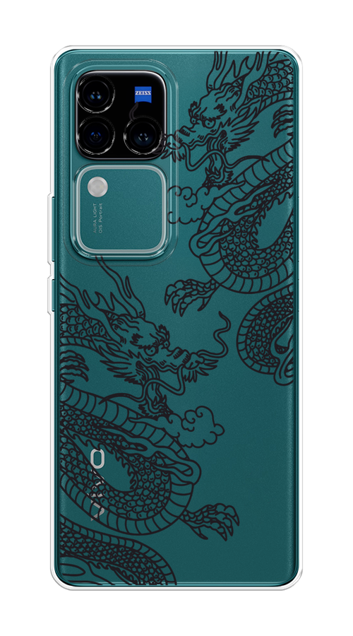 

Чехол на Vivo V30 Pro/S18 Pro "Два китайских дракона", Серый;черный, 269950-1