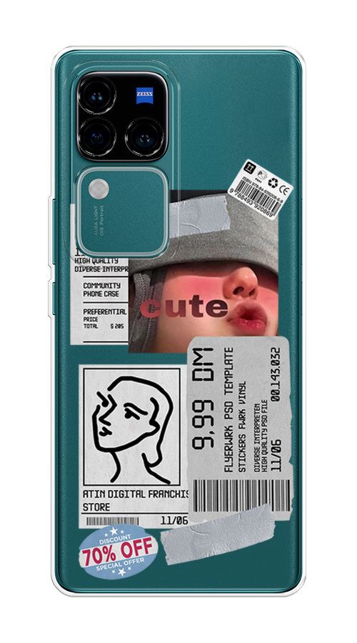 

Чехол на Vivo V30 Pro/S18 Pro "Cute girl collage", Розовый;серый;голубой, 269950-1
