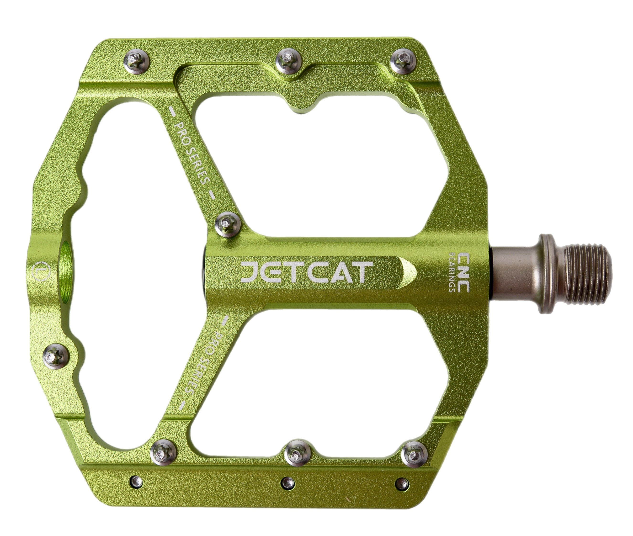 Педали велосипедные JETCAT PRO 115 алюминиевые 3 промподшипника зеленые