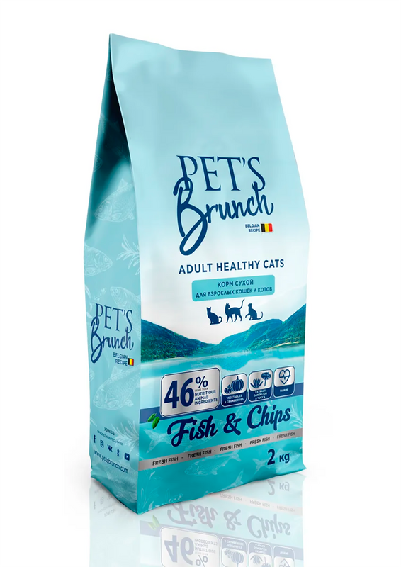 фото Сухой корм pet's brunch для взрослых кошек и котов, имеющих доступ на улицу, с рыбой 2кг