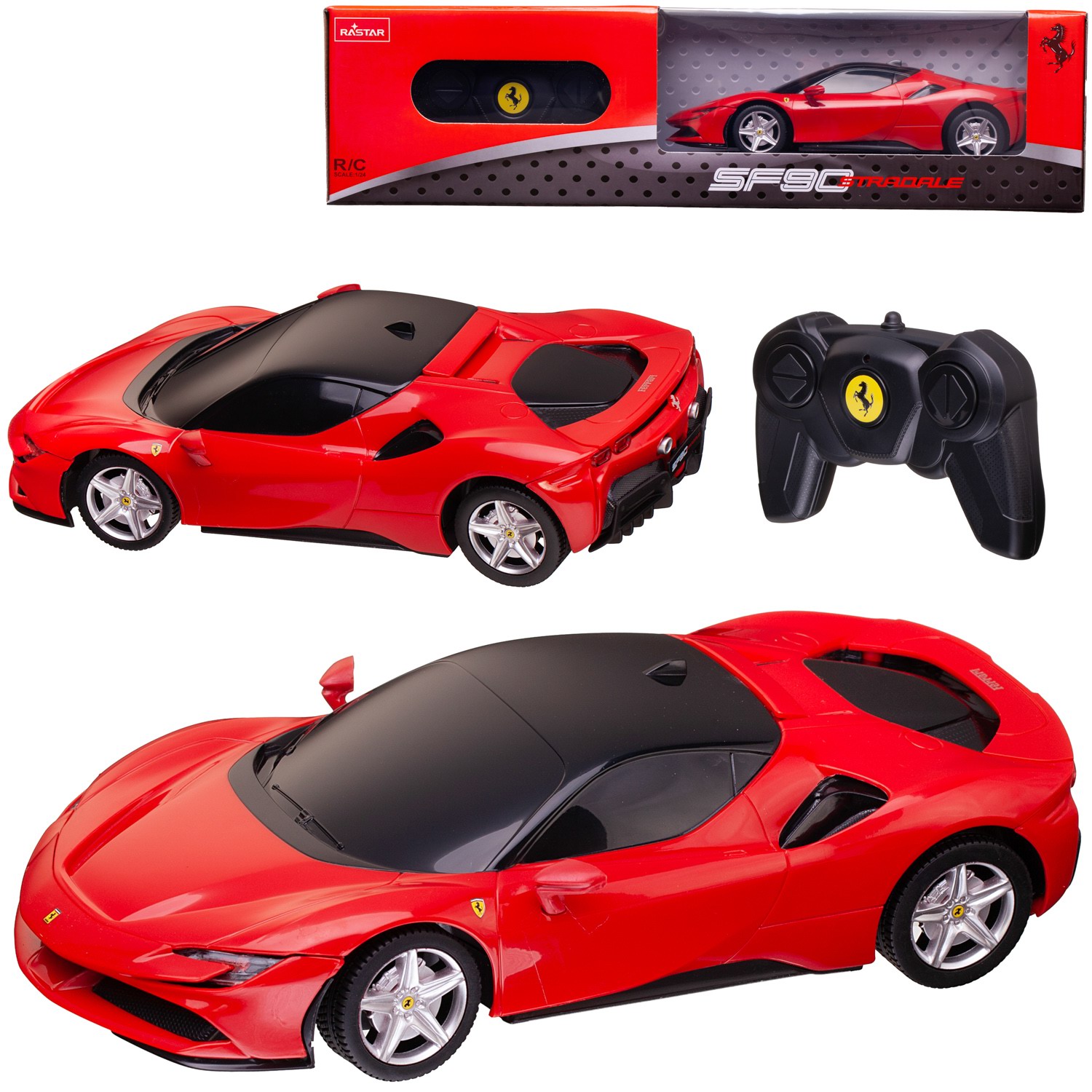 Машина р/у 1:24 Ferrari SF90 Stradale 2,4G, цвет красный, 19.5*9.6*5.3 takara tomy tomica scale 1 62 ferrari sf90 stradale 120 alloy diecast metal car model vehicle toys gifts collections
