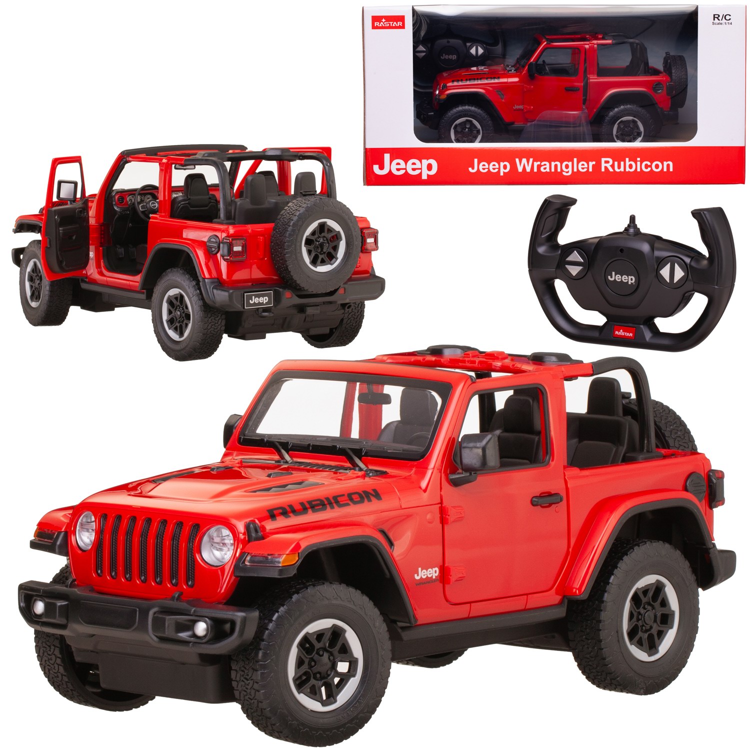 Машина р/у 1:14 JEEP Wrangler JL 2,4G, цвет красный, фары светятся, 30.2*14*13.4