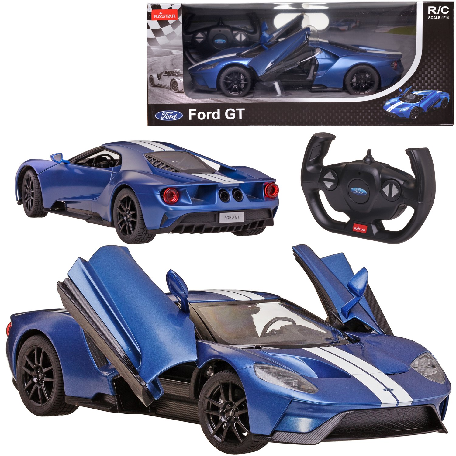 

Машина р/у 1:14 Ford GT 2,4G, цвет синий, фары светятся, 32.8*15.5*7.8