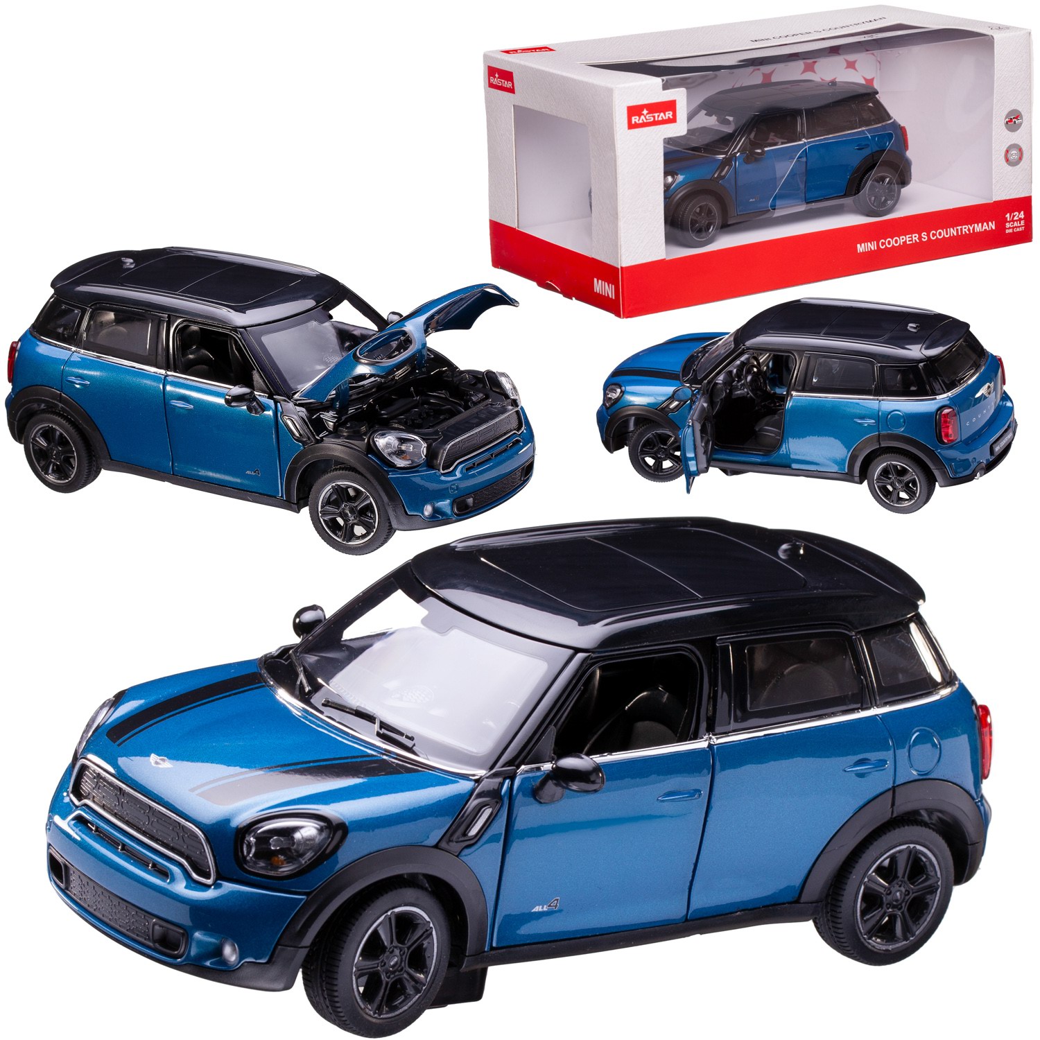 Машина металлическая 1:24MINI Cooper S Countryman(R60), синий, двери и капот открываются машина металлическая инерционная 1 24 открываются двери капот багажник