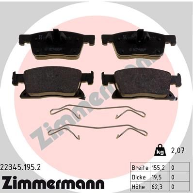 22345.195.2_Колодки Дисковые Передние Ореl Аstrа К 15> ZIMMERMANN 223451952