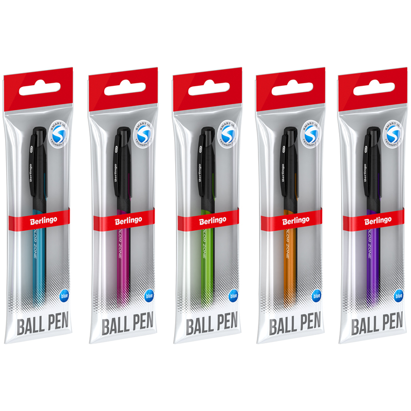 

Ручка шариковая Berlingo Color Zone stick синяя, 0,7мм прорезиненный корпус ассорти пакет