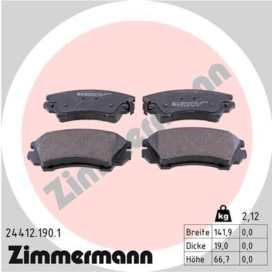 

Тормозные колодки ZIMMERMANN дисковые 244121901