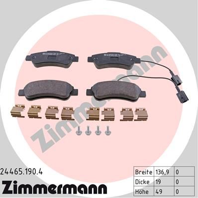 

Тормозные колодки ZIMMERMANN дисковые 244651904