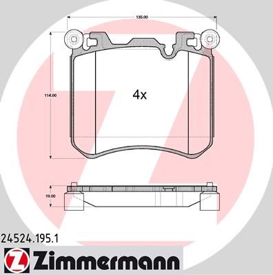 

Тормозные колодки ZIMMERMANN дисковые 245241951