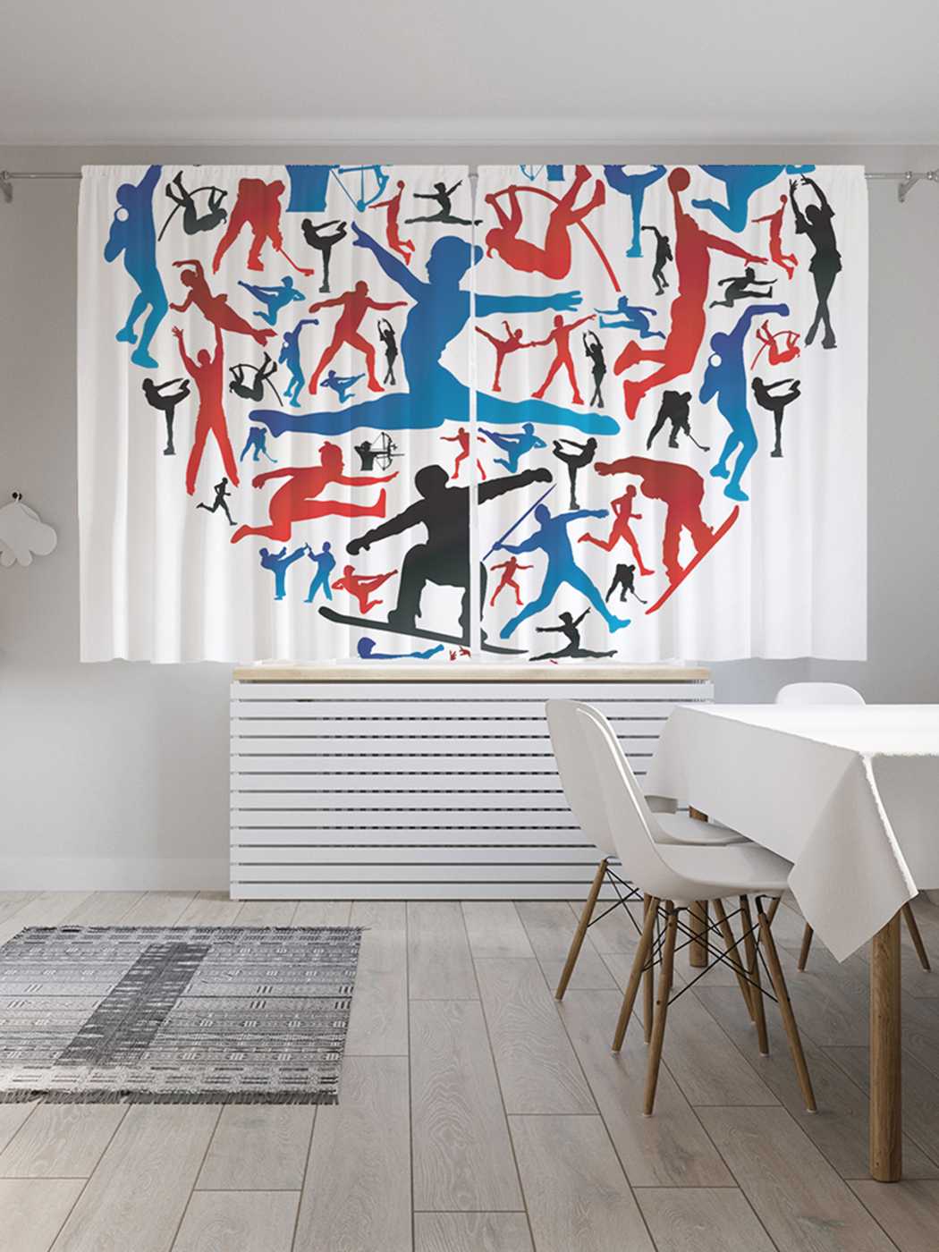 фото Классические шторы joyarty "спортивная любовь", серия oxford delux, 2 полотна 145x180 см