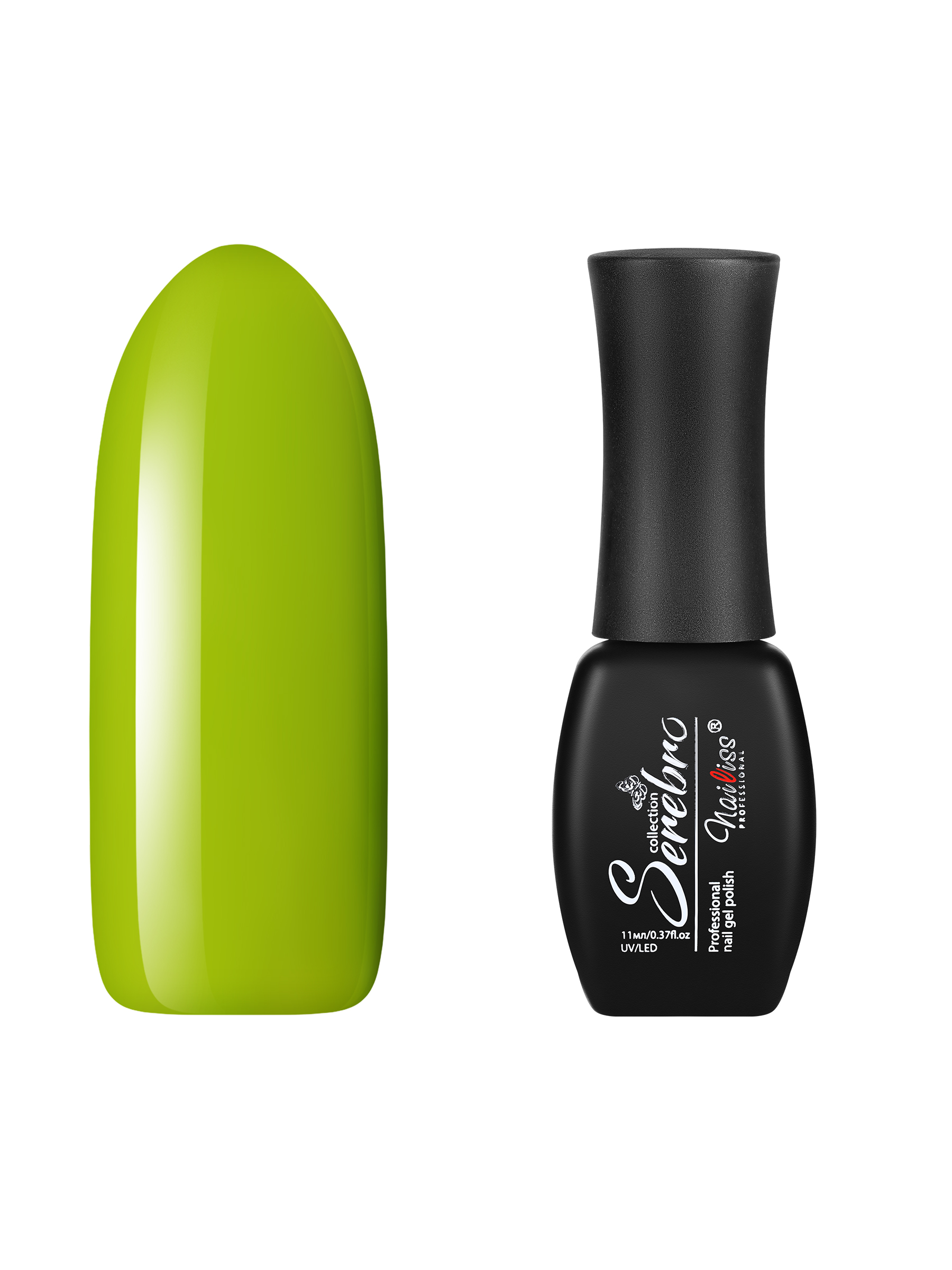 Гель-лак для ногтей Serebro, плотный, гипоаллергенный, насыщенный, светлый зеленый, 11 мл лента атласная 12 мм × 23 ± 1 м насыщенный зеленый с1123
