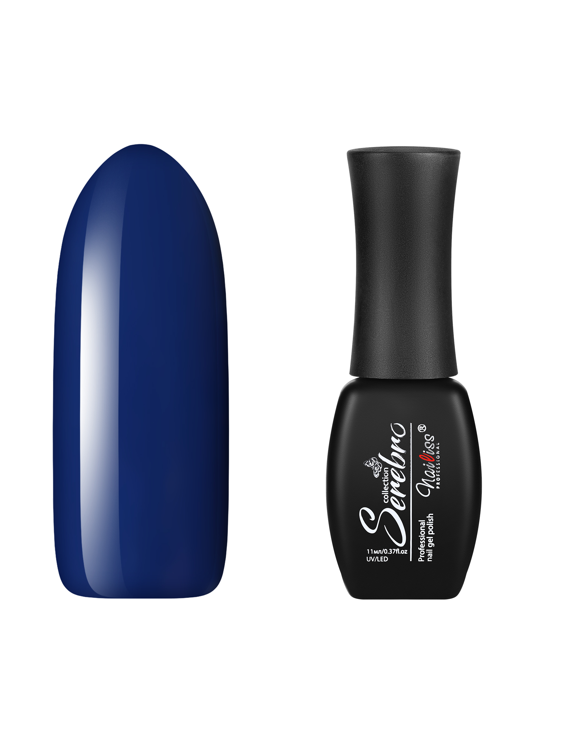 Гель-лак для ногтей Serebro, плотный, цветной, гипоаллергенный, насыщенный, синий, 11 мл