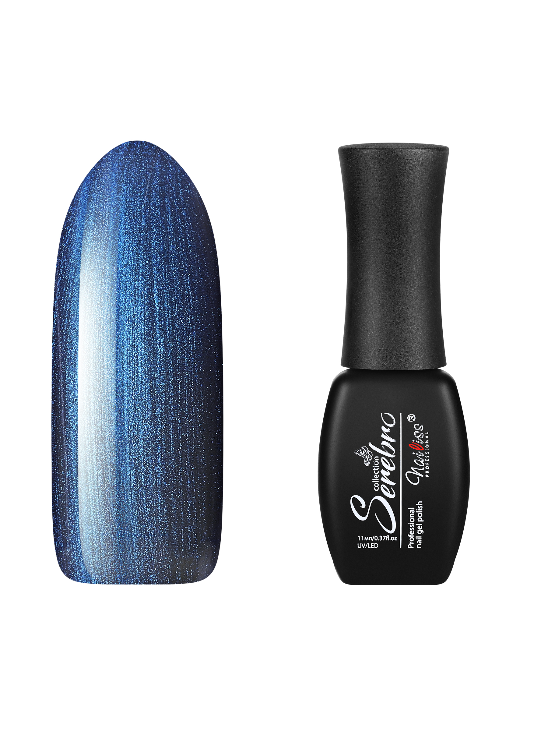 Гель-лак для ногтей Serebro с блестками, плотный, насыщенный с перламутром, голубой, 11 мл подсвечник полноторие мрамор из гипса большой 11х5см голубой