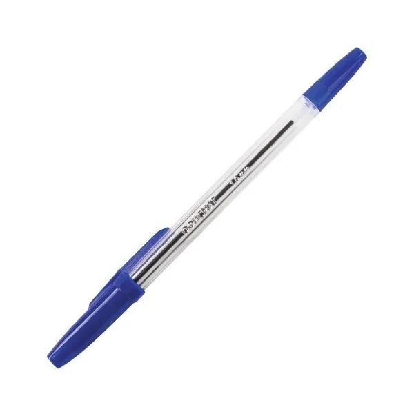 Ручка шариковая ОФИСМАГ Line, СИНЯЯ, прозрачный, узел 1 мм, линия письма 0,5 мм, 141878