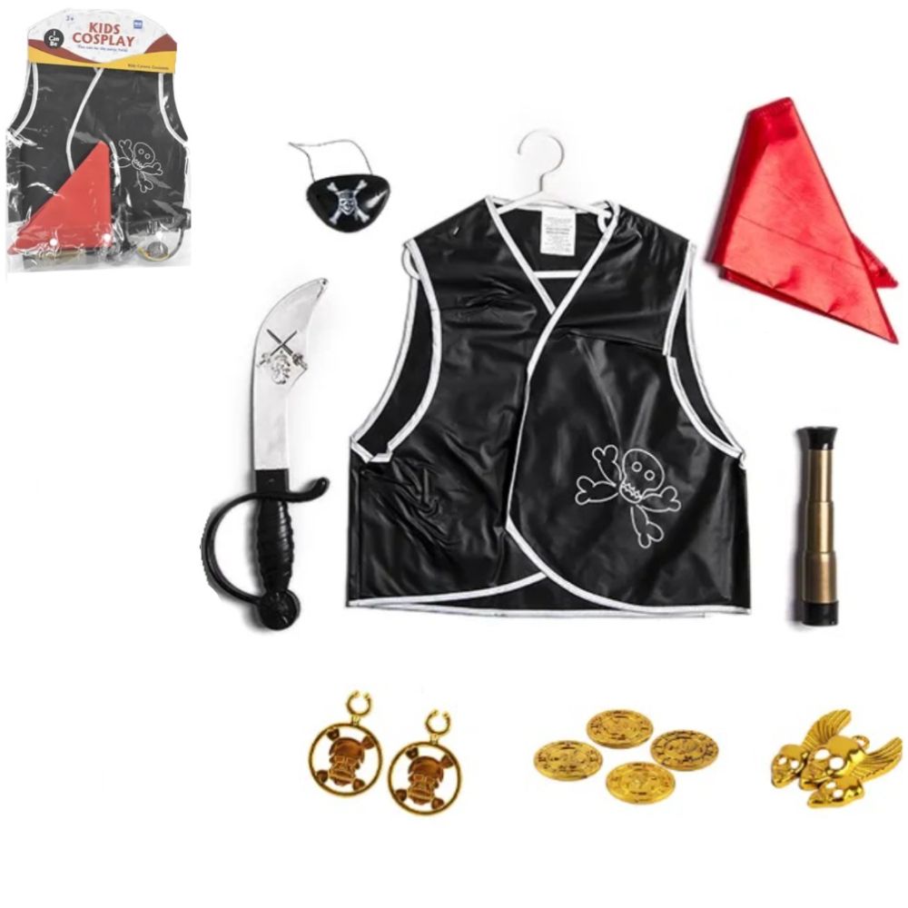 Карнавальный костюм Zhorya Набор пирата KN8013-1 3-7 лет черный игровой набор карнавальный аксессуар реквизит пират 3 в 1 труба повязка компас