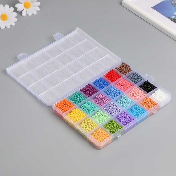 

Бисер стекло 8/0 (3 мм) в шкатулке "Пастель" 24 цвета х 15 гр 19х13х2,1 см, Разноцветный