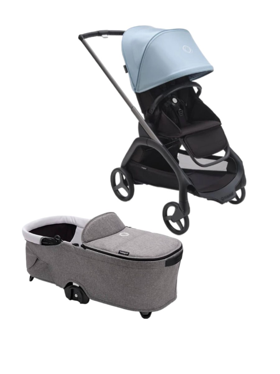 Коляска 3 в 1 Bugaboo Dragonfly Graphite/MidnightBlack/SkylineBlue + люлька bugaboo Grey