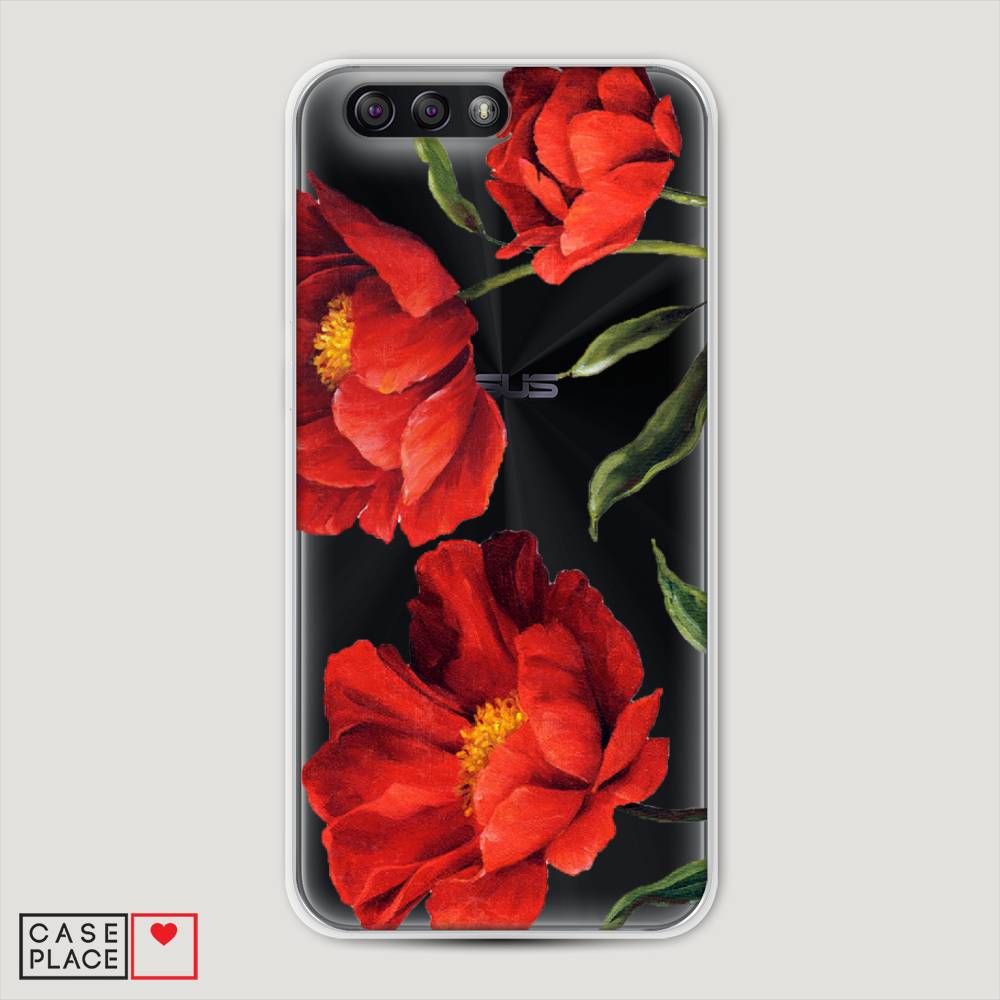 фото Чехол awog "красные маки" для asus zenfone 4 ze554kl