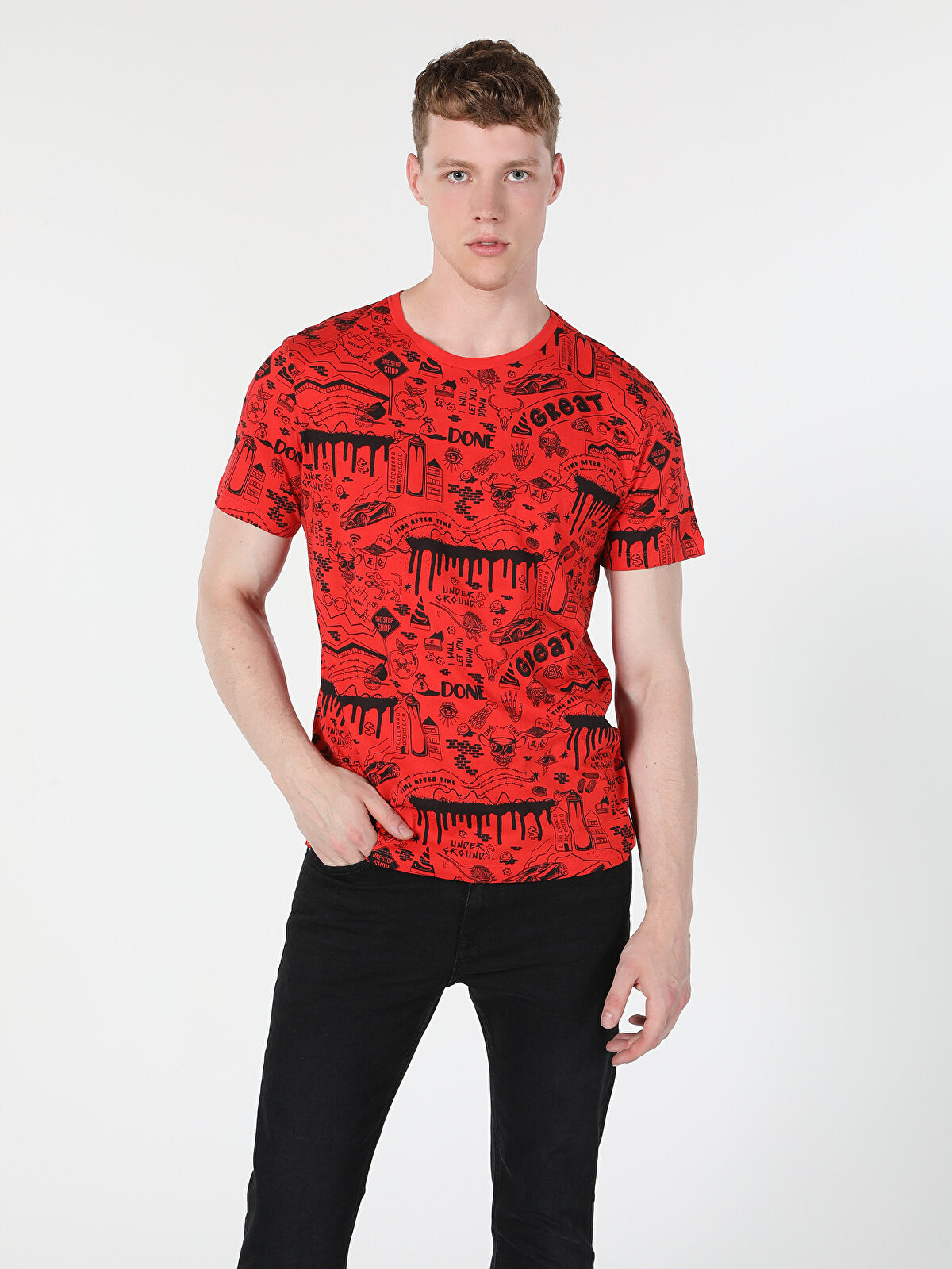 

Футболка мужская Colin's CL1060033_Q1.V1_RED красная 2XL, Красный, CL1060033_Q1.V1_RED