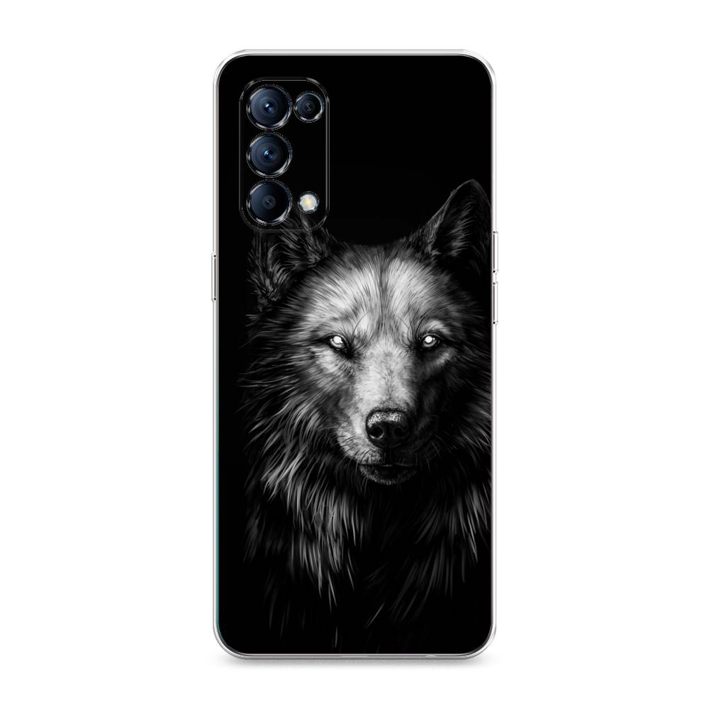 

Чехол Awog на Oppo Reno 5 "Волк черно белый", Разноцветный, 255250-1