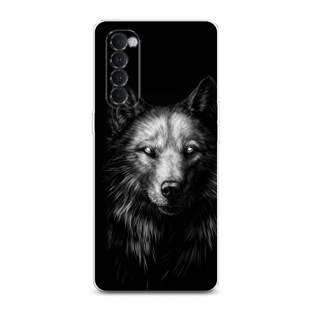 фото Силиконовый чехол "волк черно белый" на oppo reno 4 pro awog