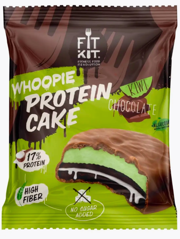 

Спортивный батончик Fit Kit WHOOPIE PROTEIN CAKE с шоколадом и киви 90 г
