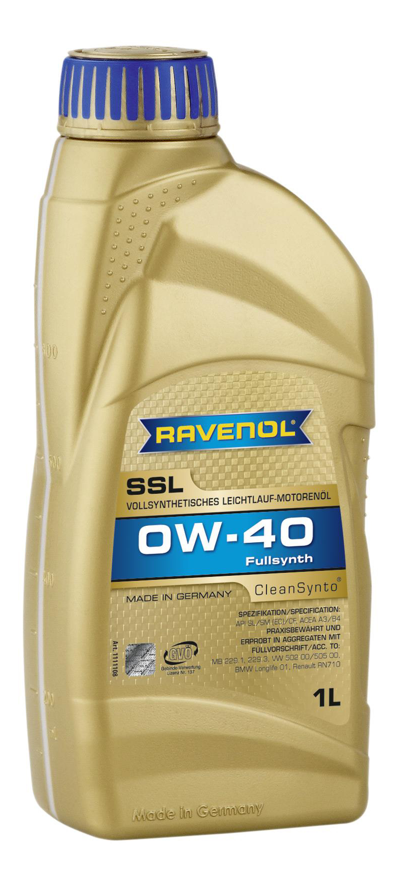фото Моторное масло ravenol ssl 0w40 1 л