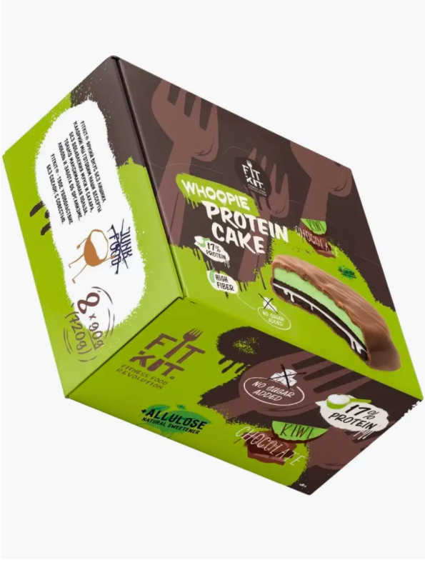 

Спортивный батончик Fit Kit WHOOPIE PROTEIN CAKE с киви и шоколадом 4 шт по 90 г